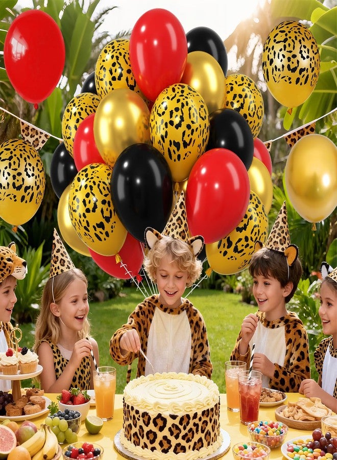 Vibzox Cheetah Balloons, 12 Inch Red Black Gold Leopard Print Balloons Cheetah Print Latex Jungle Animal Balloon Cheetah Decorations for Wild Birthday Baby Shower Zoo Jungle Safari Theme Party Supplies - Image 5